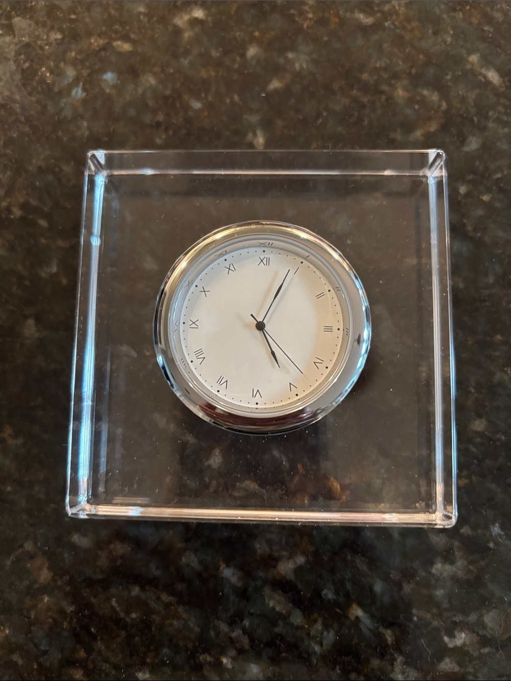 Crystal Square lClock Accent in Clear and Silver